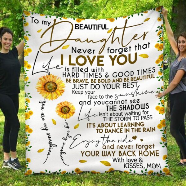 Never Forget That I Love You Sunflowers Mom To Daughter Blanket
