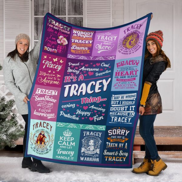Personalized Custom Name Tracey Fleece Sherpa Blanket