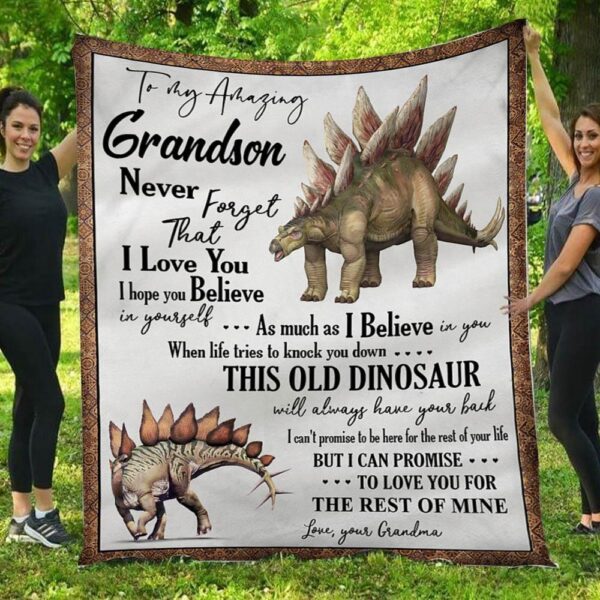 Love You For The Rest Of Mine Stegosaurus Gramma To Grandson Blanket