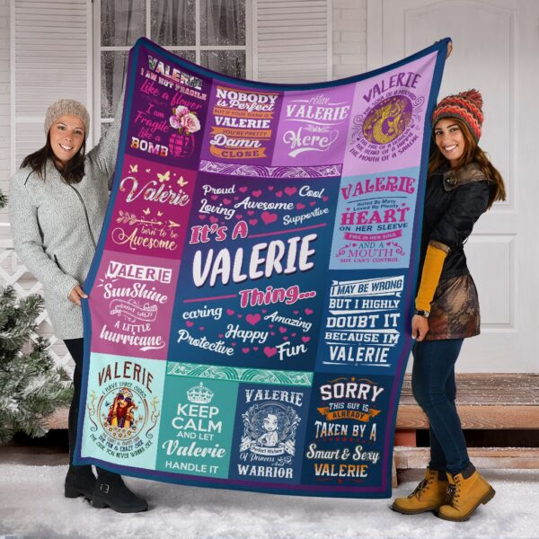 Personalized Custom Name Valerie Fleece Sherpa Blanket