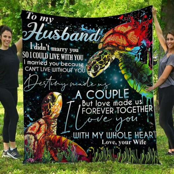 I Love You With My Whole Heart Turtles Wife To Husband Blanket