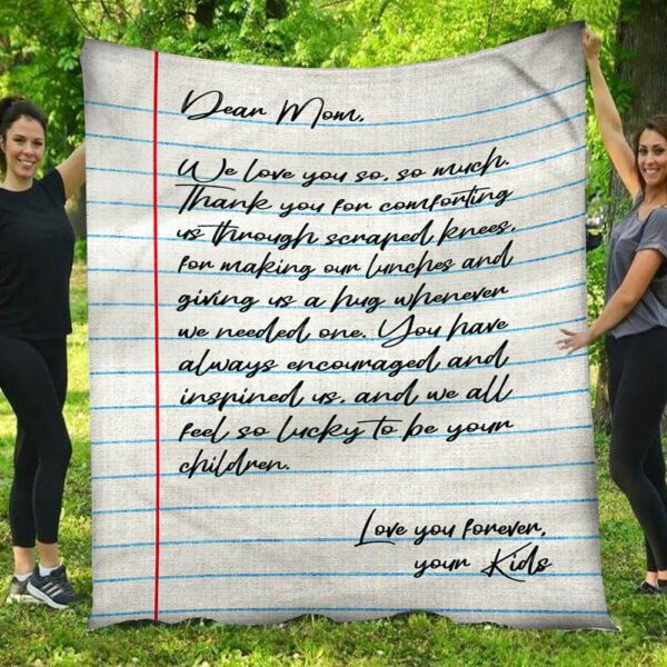 Dear Mom Love You Forever Your Kids Paper Blanket
