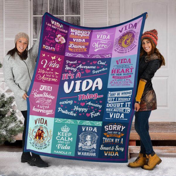 Personalized Custom Name Vida Fleece Sherpa Blanket