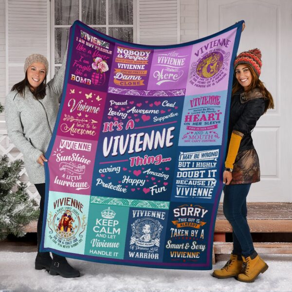 Personalized Custom Name Vivienne Fleece Sherpa Blanket