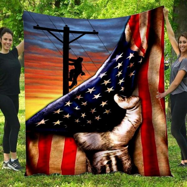 Lineman American Flag Blanket