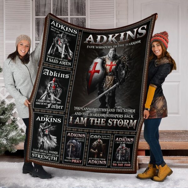 Personalized Custom Name Adkins Fleece Sherpa Blanket
