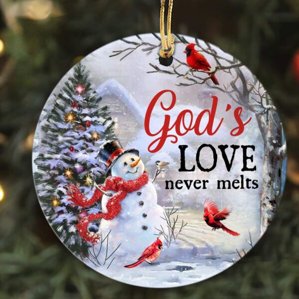 Jesus - Christmas - God's love never melts - Circle Ceramic Ornament