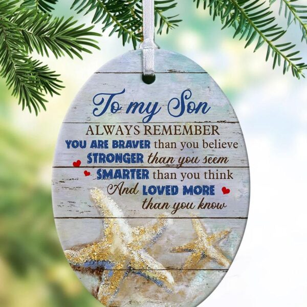 To my son - Starfish - You are loved more than you know - Family Oval Ceramic Ornament