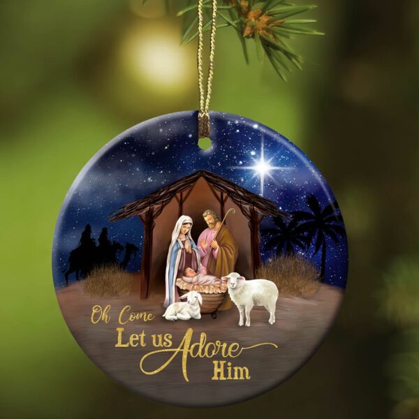 Jesus - Let us adore him - Circle Ceramic Ornament