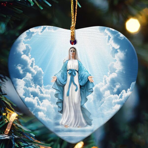 Jesus - Maria in the beautiful sky - Heart Ceramic Ornament