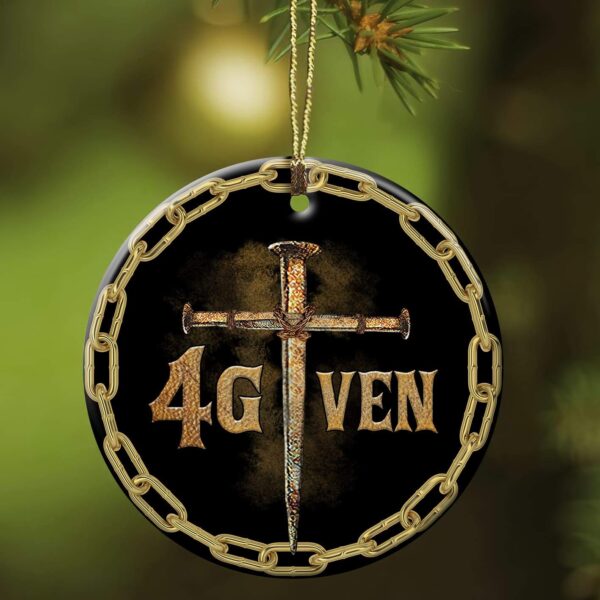 Jesus - Cross of nails - Forgiven - Circle Ceramic Ornament
