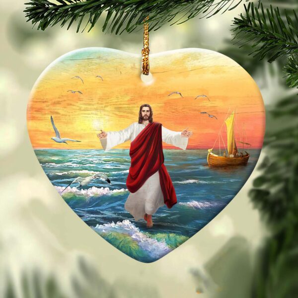 Jesus is my light, my savior - Heart ceramic Ornament