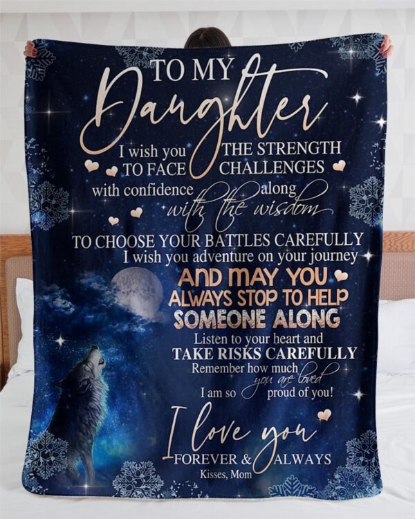 To My Daughter Kisses From Mom, Fleece Sherpa Woven s, Gifts For Daughter Fleece Blanket Sherpa Blanket