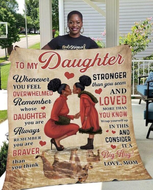 To My Daughter Letter Gifts, Black Mom, Black Daughter, Fleece , Daughter And Mom, African Family, Christmas Gift Fleece Blanket Sherpa Blanket