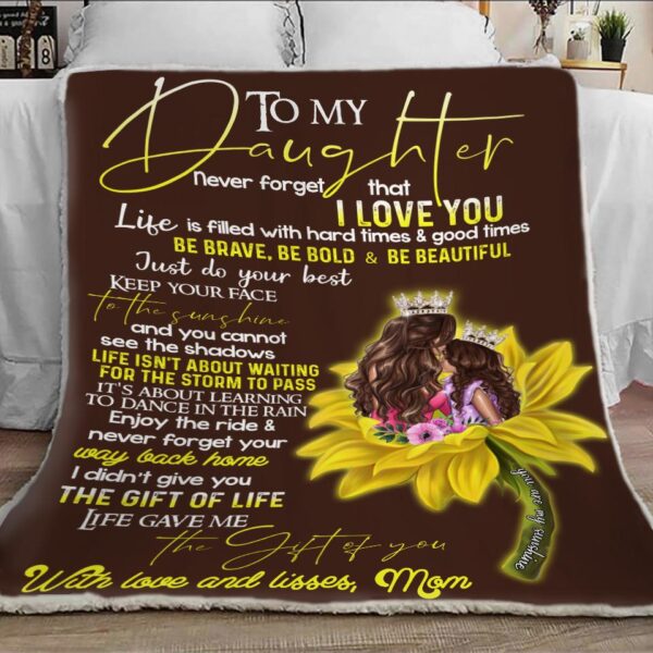 To My Daughter Love From Mom Sunflower, Fleece Sherpa s, Gifts For Daughter Fleece Blanket Sherpa Blanket