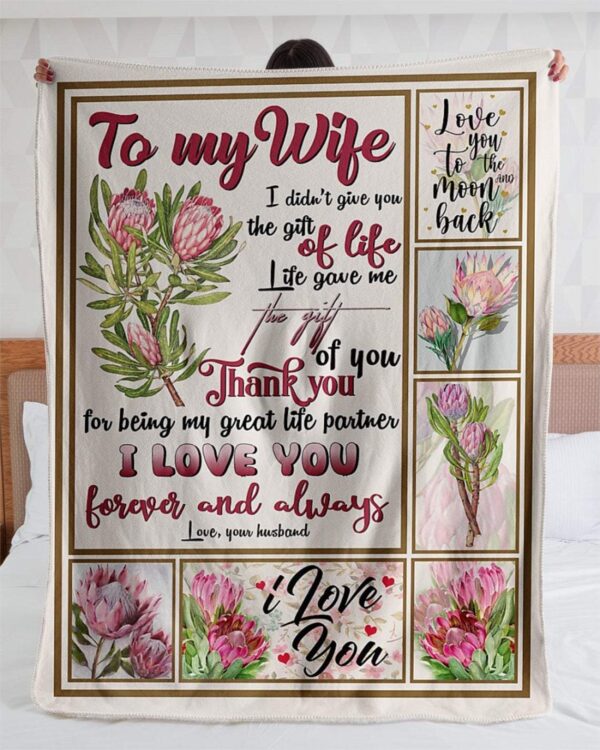 To My Wife Thank You For Being My Great Life Partner Fleece Blanket Sherpa Blanket