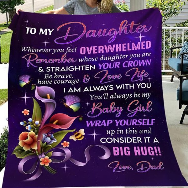 To My Daughter Consider It A Big Hug Love Dad Fleece Blanket Sherpa Blanket