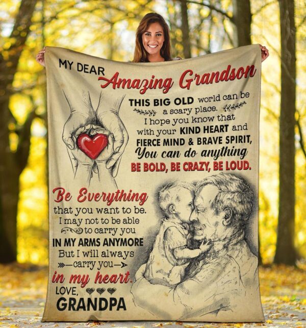 Grandpa To Grandson Fleece Blanket Sherpa Blanket