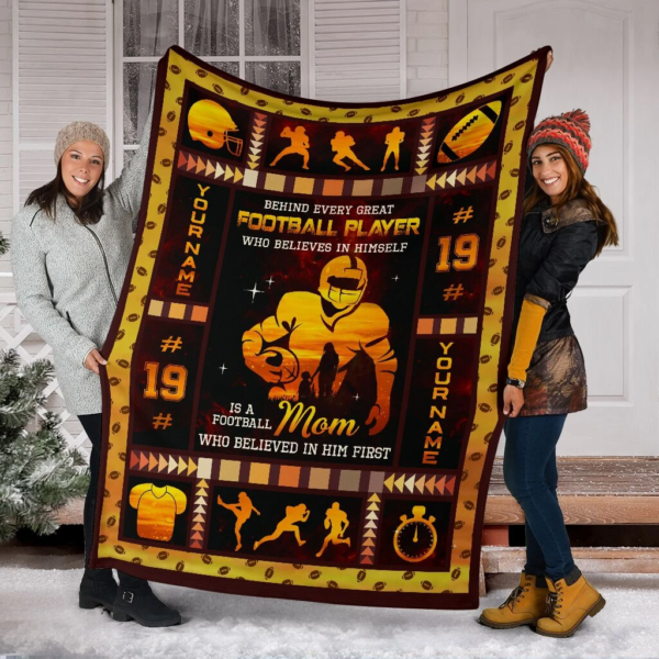 Football Player Premium Fleece Blanket Sherpa Blanket