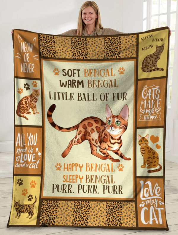 Soft Bengal Warm Bengal Little Ball Of Fur Bengal Cat Ultra Soft Cozy Plush Fleece Love Pets Fleece Blanket Sherpa Blanket