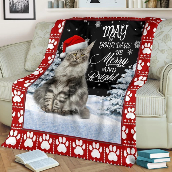 May Your Day Be Merry And Bright Cat Fleece Xmas Love Pets Fleece Blanket Sherpa Blanket