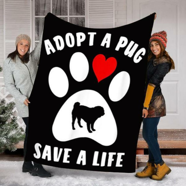Pug Rescue Dog Gifts For Dog Lovers Custom Fleece Blanket Sherpa Blanket