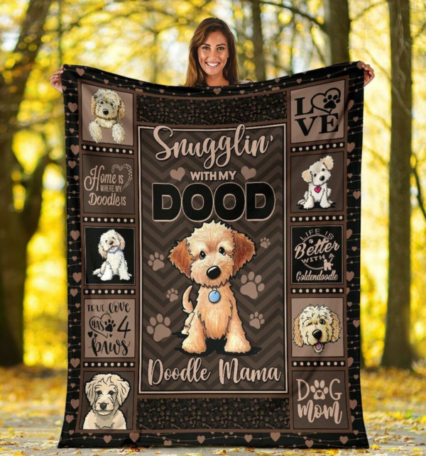 Snugglin' With My Dood Goldendoodle Dog Custom Fleece Blanket Sherpa Blanket
