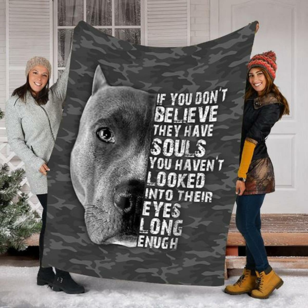 Pitbull Dog Gifts For Dog Lovers Custom Fleece Blanket Sherpa Blanket