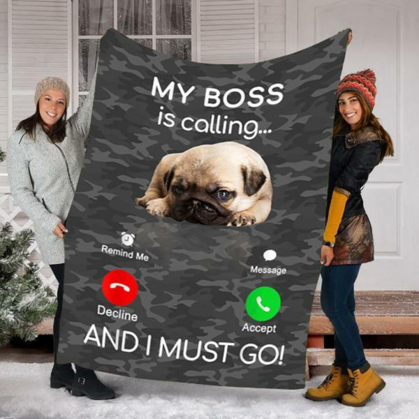 Pug Dog Puppy Dog Gifts For Dog Owners Custom Fleece Blanket Sherpa Blanket
