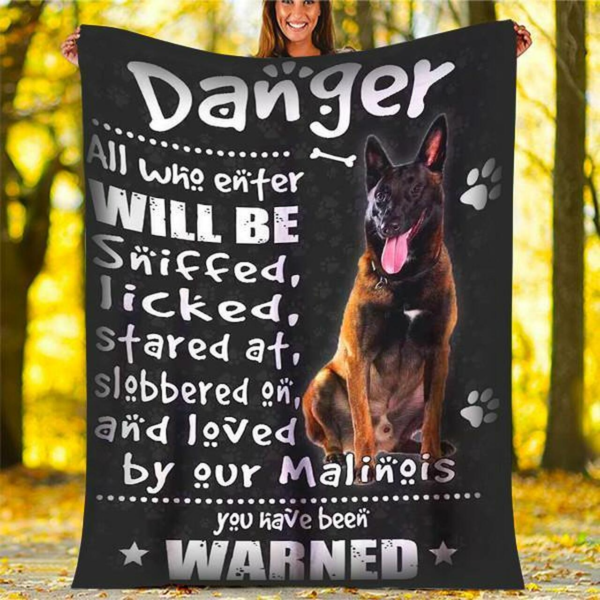 Malinois Flag Dog Gifts For Birthday Custom Fleece Blanket Sherpa Blanket