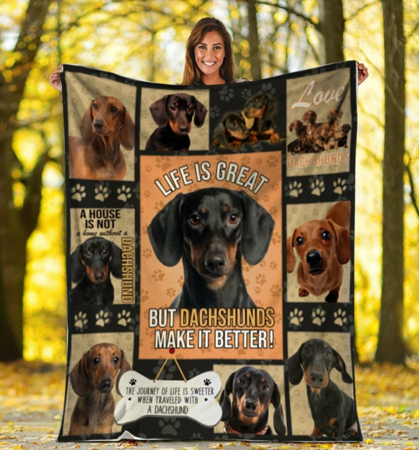 Make It Better Dachshund Doxie Wiener Dog Custom Fleece Blanket Sherpa Blanket