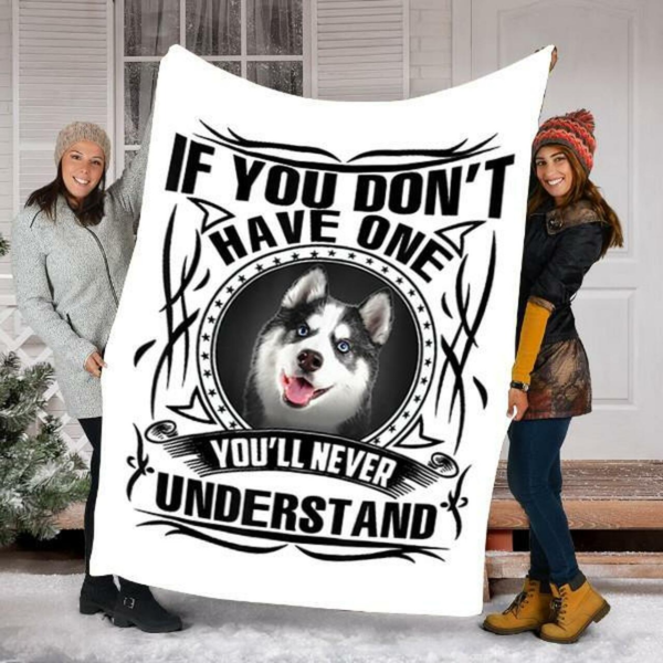 Husky Dog Gifts For Dog Owners Custom Fleece Blanket Sherpa Blanket