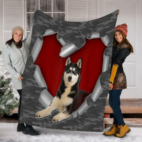 Husky Dog Gifts For Dog Lovers Custom Fleece Blanket Sherpa Blanket