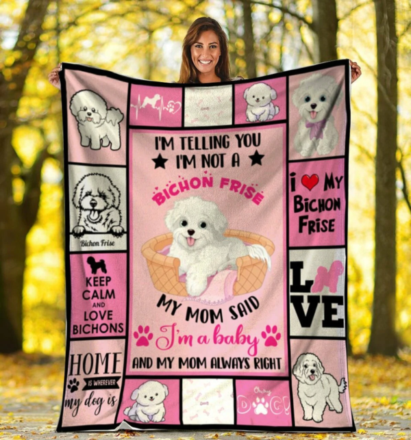 I'M Not A Bichon Frise Dog Pink Custom Fleece Blanket Sherpa Blanket