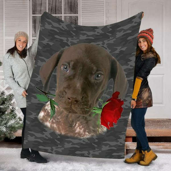 German Shorthaired Pointer Dog Custom Fleece Blanket Sherpa Blanket