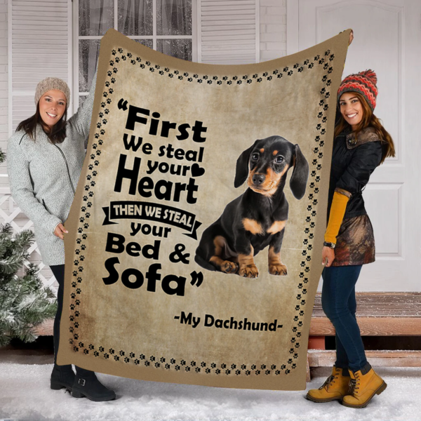 Dachshund Steal Dog Gift For Dog Lover Custom Love Pets Fleece Blanket Sherpa Blanket