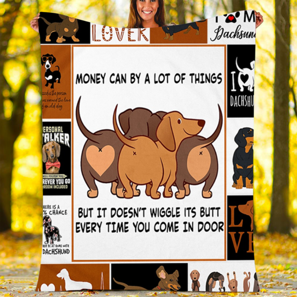 Dachshund Dog Gifts For Dog Mom Custom Love Pets Fleece Blanket Sherpa Blanket
