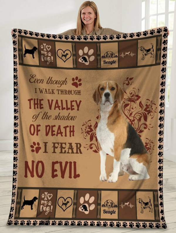 Even Though I Walk Through The Valley Beagle Dog Plush Fleece Birthday Christmas Gifts Love Pets Fleece Blanket Sherpa Blanket