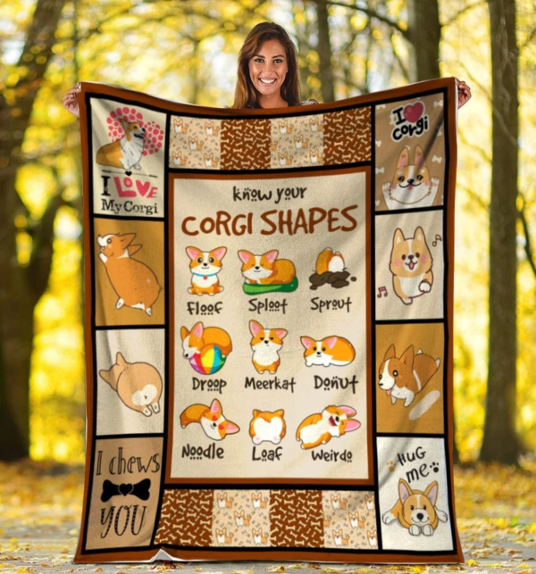 Funny Know Your Corgi Shapes Cute Welsh Dog Lover Gift Blanket Fleece Blanket Sherpa Blanket