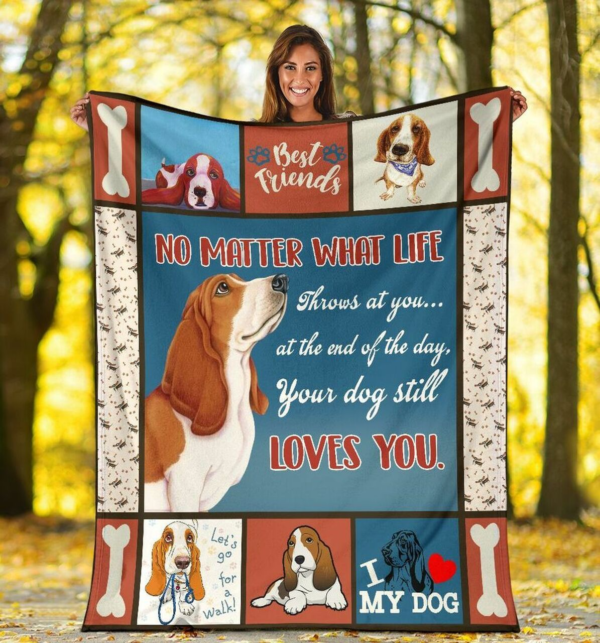Funny Basset Hound Dog Blanket Dog Lovers Gifts Fleece Blanket Sherpa Blanket