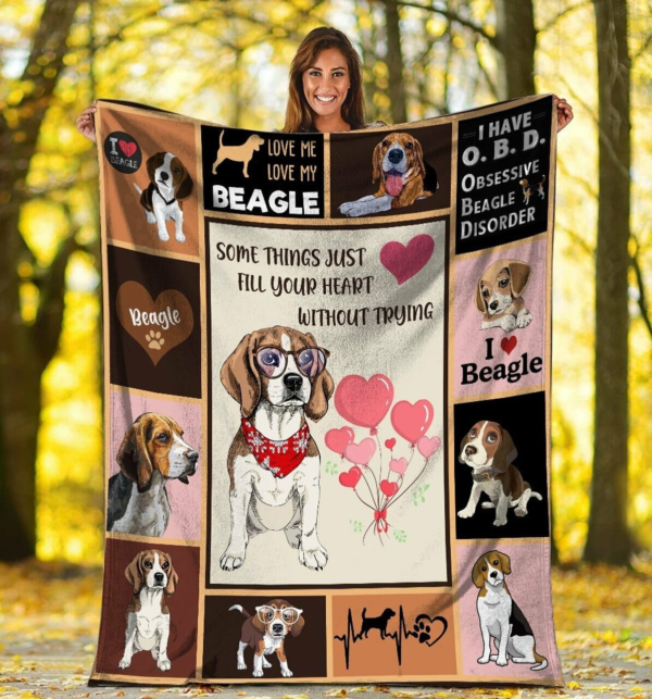 Fill Your Heart Without Trying Beagle Dog Blanket Fleece Blanket Sherpa Blanket