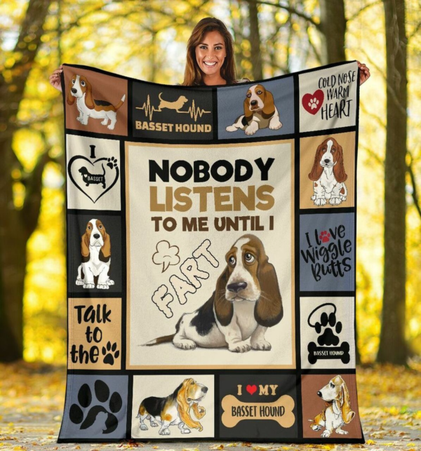 Funny Basset Hound Dog Blanket Dog Lovers Gift Fleece Blanket Sherpa Blanket