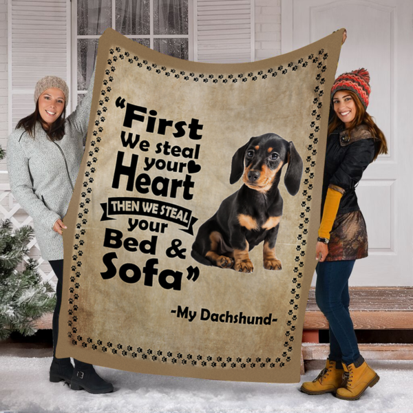 Dachshund Steal Dog Blanket Gift For Dog Lover Love Pets Fleece Blanket Sherpa Blanket