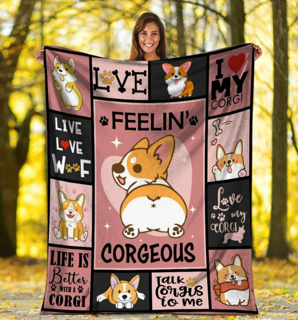 Feelin' Corgeous Corgi Dog Corgi Butt Blanket Fleece Blanket Sherpa Blanket