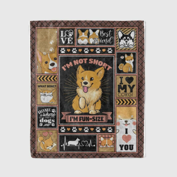 Blankets I’M Not Short I’M Fun Size Corgi Blanket Funny Dog Blanket Love Pets Fleece Blanket Sherpa Blanket