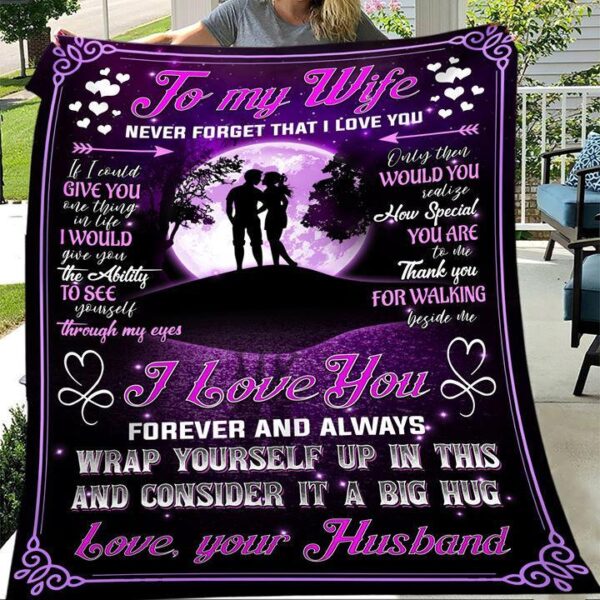 Lover Purple Husband To My Wife I Love You Forever Always Fleece Blanket Sherpa Blanket
