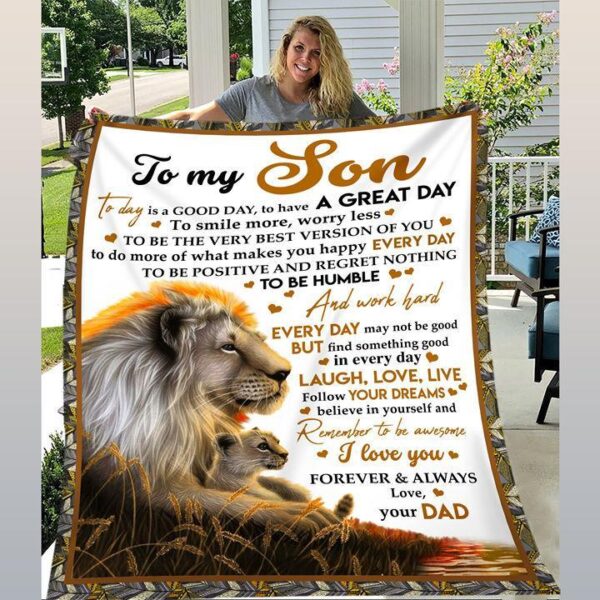 Lion -To My Son Love Your Dad Blanket Fleece Blanket Sherpa Blanket