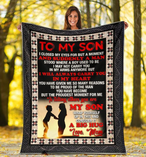 To My Son I Will Always Carry You In My Heart Fleece Blanket Sherpa Blanket