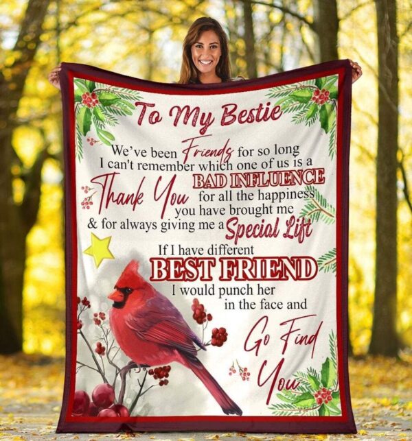 To My Bestie Red Cardinal Bird Fleece Blanket Sherpa Blanket