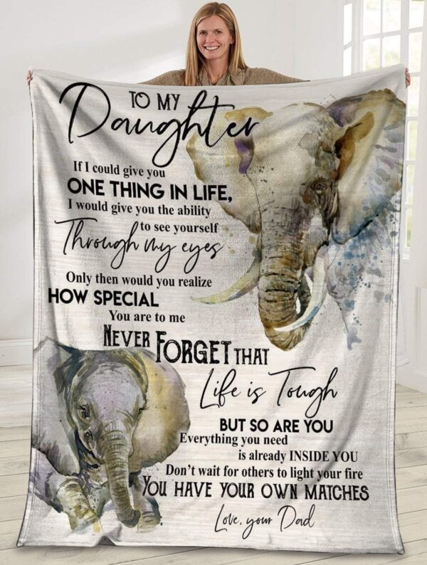 To My Daghter Elephant Cozy Plush Gift For Mom Women Fleece Blanket Sherpa Blanket